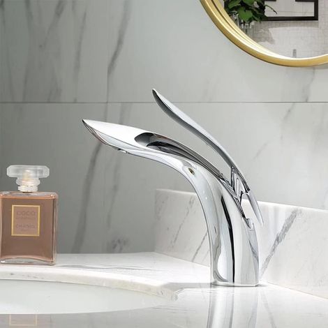 Robinet Lavabo Robinet Salle De Bain, Moderne Design Élégant Laiton  Mitigeur Lavabo, Eau Chaude Et Froide Disponible, Valve En Céramique
