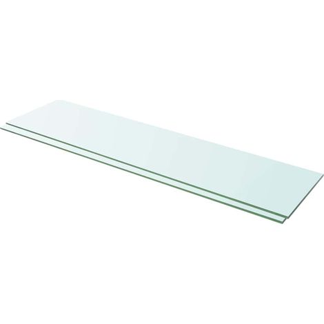 Lot de 2 Panneaux d'étagère Étagère de Rangement - Meuble de rangement Verre Transparent 100 x 25 cm BV859127 - BonneVie (1/3)