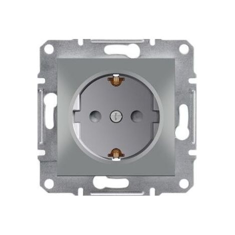 Portalampada Asfora singola Schuko con otturatore senza cornice in alluminio EPH2900261