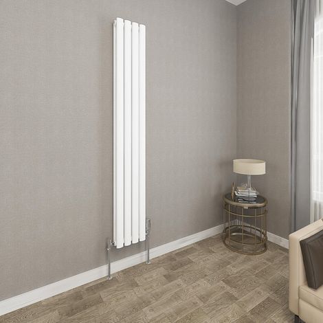 1600x236mm White Double Oval Column Radiator Vertical Modern Central Heating Radiators