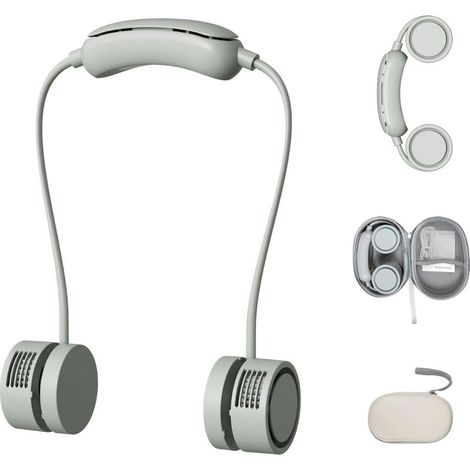 Nackenventilator, tragbarer, klingenloser Ventilator für sofortige Kühlung, ultraleicht und superleise, freihändig bedienbar, mit 3 einstellbaren Geschwindigkeitsstufen. (1/5)