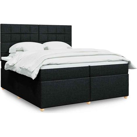 vidaXL Sommier à lattes de lit avec matelas Noir 200x200 cm Tissu (1/5)