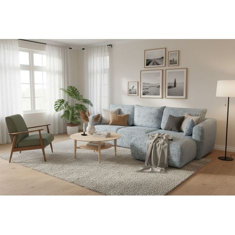 Ecksofa mit Schlaffunktion RUDEN Sofa in Stoff Bello Hellblau Ottomane Rechts (1/5)
