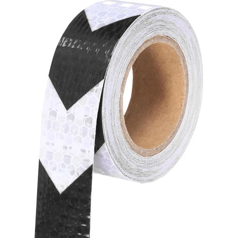 Ruban Réfléchissant, 1 Pouce x 16 Pieds Autoadhésif Ruban Réflecteur Pour Remorques Imperméable Autocollant De Sécurité Réflecteurs Nocturnes Flèche Pour Vélos, Noir-Blanc (1/5)