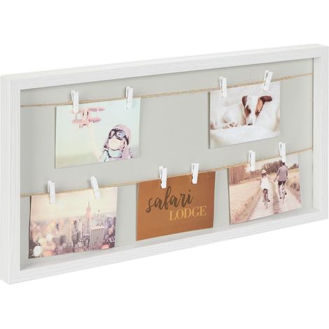 Tablero de exhibición de fotos con clips y cuerda para colgar