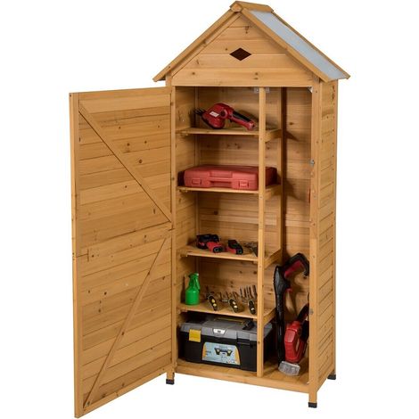 Outdoor Storage Shed Wooden Garden Tool Utility Cabinet Waterproof Asphalt Roof (1/5)