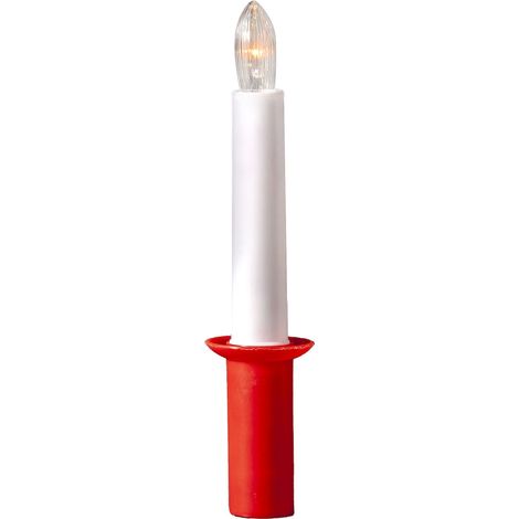 Goldener Kerzenhalter ,Santa Lucia' mit weißer LED Kerze, Batteriebetrieb, E10, rot-weiß, H 17cm (1/3)