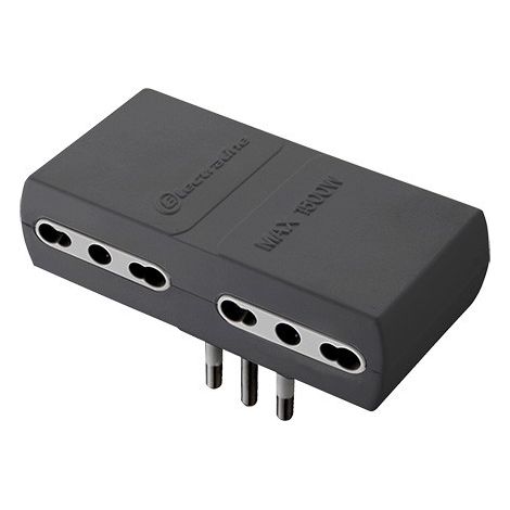 ADATTATORE QUADRUPLO PIATTO 10/16A NERO
