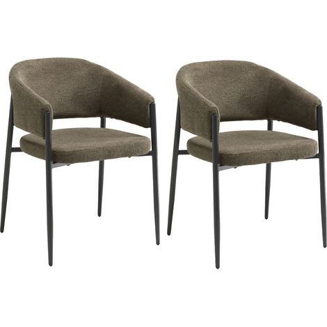 Set 2 Sedie Maya 59,5x54x78,5 cm in Tessuto Easy-Clean Marrone Chiaro (1/5)