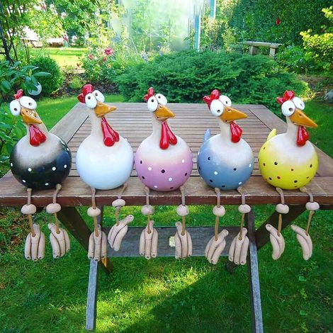 Poule Décoration Jardin, Statues de Poulet Jardin Décoration, Poulet en Résine Drôle Décoration de Jardin en Forme de Poule Figurine Animaux Sculptures pour Jardin, Cour, Patio