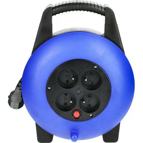 Enrouleur de câble HANGER 10 m H05VV-F 3G 1,5 mm² 4 prises 2P+T