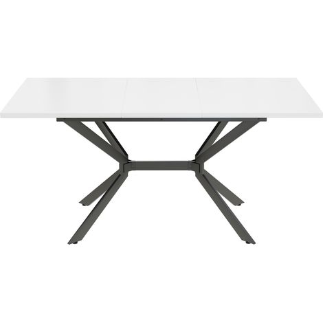 Tavolo da pranzo allungabile bianco 120/160 x 80 cm con gambe in metallo nero (1/5)