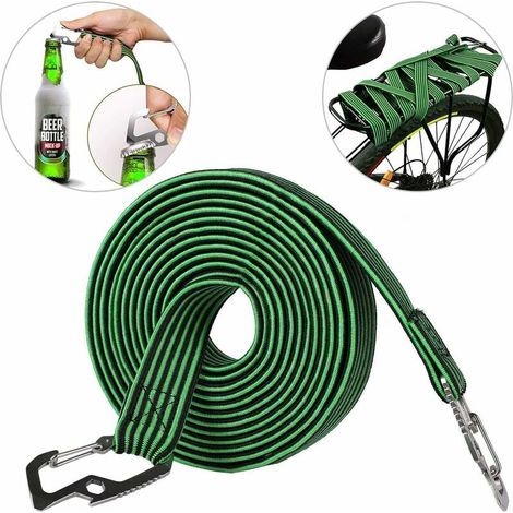 Corde élastique universelle pour bagages, résistante, avec crochet en acier au carbone, idéale pour vélos et voitures électriques, 2 m, verte. (1/5)