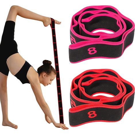2 bandes de yoga extensibles, bandes de fitness extra-longues, bandes d'entraînement, bandes de résistance idéales pour tous les exercices, le fitness, la danse, la gymnastique, le Pilates et le yoga (1/5)