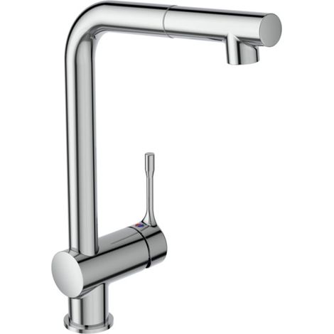 Ideal Standard Grifo cocina Ceralook, BP,con ducha extraíble, con caño alto, proy.207mm, Chrom, BC177AA