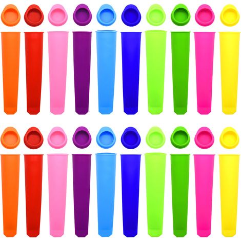 Moules à glace en silicone, lot de 20 tubes, tubes de congélation pour préparer des glaces, moules à glace réutilisables multicolores, 20 x 5 cm