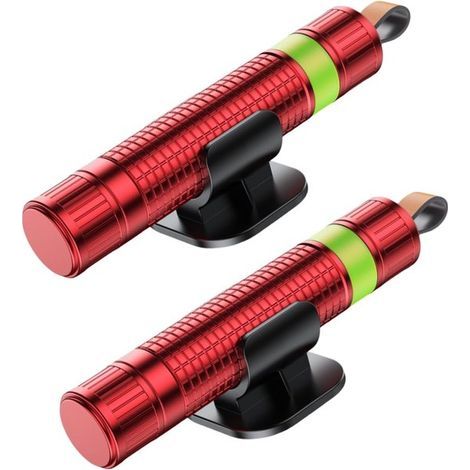 Marteau de Secours Auto - Brise-Vitre et Coupe-Ceinture - Équipement de Secours Vital pour Voiture - Rouge - 2 Pièces (1/5)