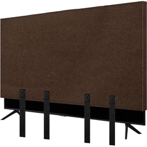 Protection d'écran en feutre anti-poussière et anti-rayures avec sangles inférieures pour téléviseurs LED LCD et plasma pour modèles de 55, 65 et 75 pouces, marron (65") (1/5)