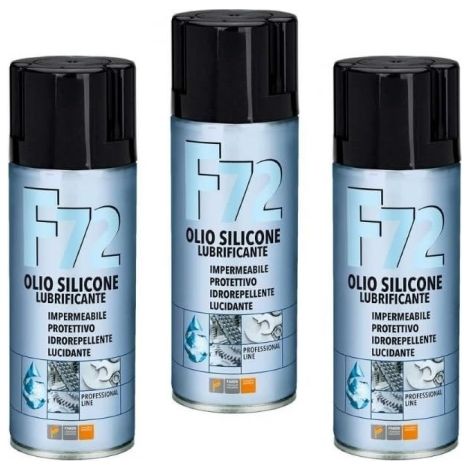 3 X Faren F72 Olio Silicone Spray Lubrificante Lucidante Protettivo idrorepellente 400 ML