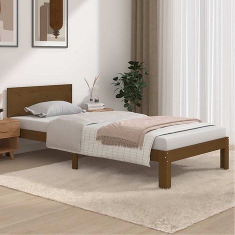 vidaXL Estructura cama sin colchón madera pino marrón miel 90x200 cm (1/5)