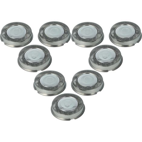 vhbw 9x Ersatz-Scherköpfe kompatibel mit Philips HQ202, HQ203, HQ22, HQ240, HQ220, HQ222, HQ20, HQ200 Elektrorasierer, Silber