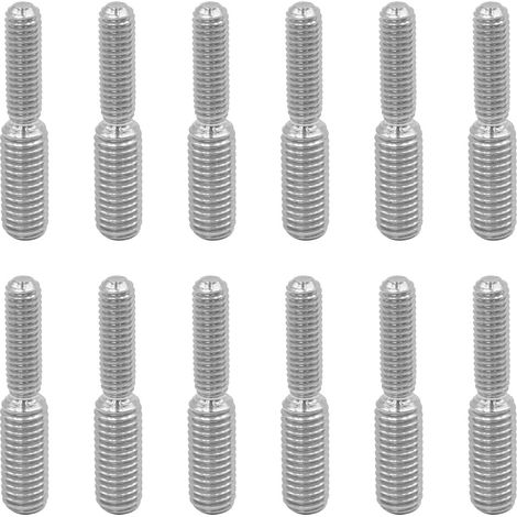 Lot de 12 goujons M6 x 20 mm vers M8 x 20 mm, vis à double filetage, adaptateur réducteur de filetage en acier inoxydable pour meubles (1/5)