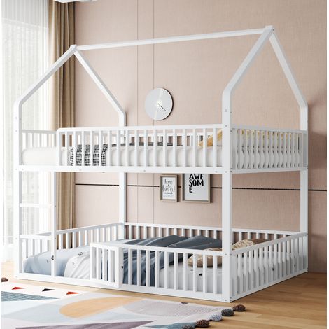 MEUBLIV Letto a castello 140x200 cm bianco – casa con porta apribile, senza materasso (1/5)