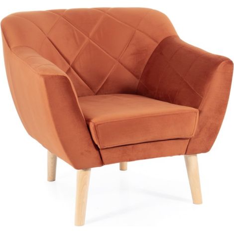 Fauteuil design velours cannelle & hêtre Blink (1/3)