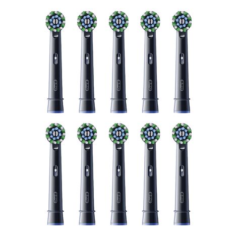 Oral-B Pro Cross Action Electric Toothbrush Head X-Shape and Angled Bristles for Deeper Plaque Removal 10 Toothbrush Heads Black - Pack of 10