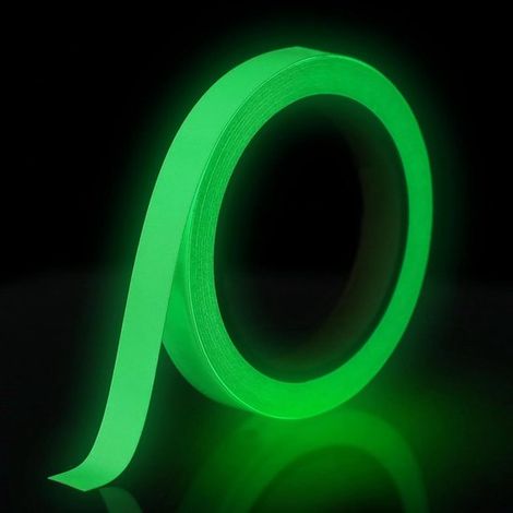 Ruban phosphorescent - 15 mm x 5m - Haute visibilité - pour décoration nocturne, escaliers, murs, sorties de secours (1/5)