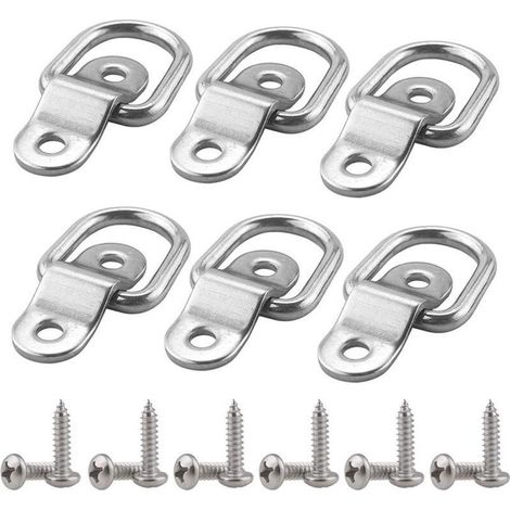 6 Pcs Anneaux Arrimage en Acier Inox D Anneau de Fixation avec Vis pour Remorque Bateaux Voiture Cargaison Autos Camions (1/5)