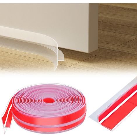 Forme de T Bande d'Etanchéité en Silicone Transparent Bande de porte Fond coupe-froid Fenêtre d'étanchéité Ruban d'étanchéité pour Porte et Fenêtre Bande Anti Poussière, 35 mm x 6 m (1/5)