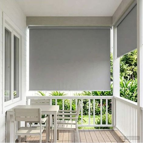 Store enrouleur extérieur avec protection UV, gris clair, 140 x 230 cm (1/5)