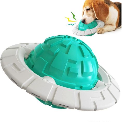 Jouet dentaire pour chien et chat, balle à mâcher en caoutchouc distribuant des friandises et un disque volant pour les molaires (1/4)