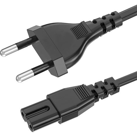 Cavo di alimentazione, 1,5 m, da spina europea a 2 pin a spina europea, connettore C7 a forma di 8, per TV, lettori Blu-ray, ricevitori DVD e altri dispositivi elettrici - Nero