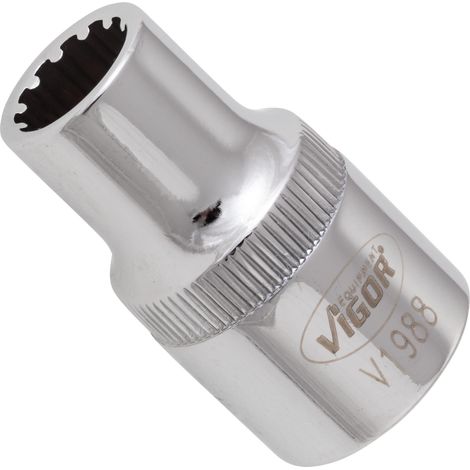 VIGOR Multiprofil-Steckschlüssel Einsatz Multiprofil V1988 Vierkant hohl 12,5 mm (1/2 Zoll) 10 Gesamtlänge: 38.1 mm (1/3)