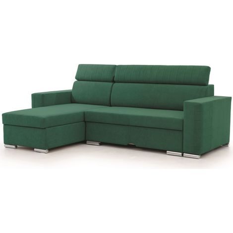 Ecksofa Schlafsofa Sofa CANTON in Stoff Camelia Grün Ottomane Links (1/5)
