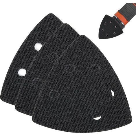 Pièce Triangulaire Tampon de Ponceuse de Remplacement , 93 x 93 x 93 mm ,6 Trous Triangles Ponceuses de Tampon de Remplacement(Noir) (1/4)