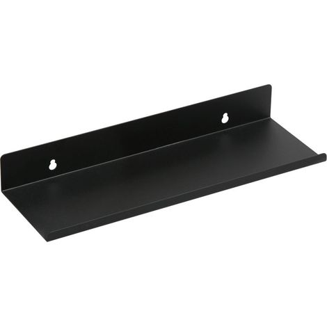 LAN Étagère murale flottante Étagère rectangulaire en aluminium mat pour salle de bain Étagère murale mince et robuste Étagère de rangement cosmétique murale à la mode Noir 40cm (1/5)