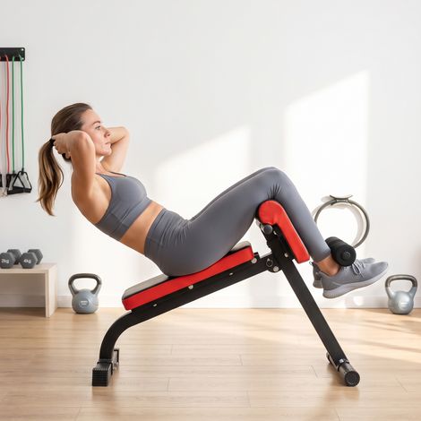 Banc d'hyperextension et de musculation de type chaise romaine, banc d'entraînement pliable, banc de fitness multifonctionnel jusqu'à 300 kg (1/5)
