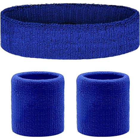 Ensemble de Bandeau de Sport et Bracelets en Coton, Ensemble bandeau anti-entorse et hautement élastique absorbant la transpiration，Accessoires de Fitness pour Hommes et Femmes (1/5)