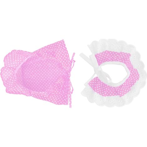 Bavoir en dentelle adorable pour animal de compagnie, bonnet à pois respirant, petit cochon, accessoires de décoration pour animaux de compagnie, pois roses (1/5)
