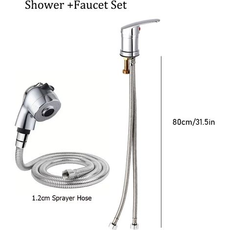 (1 ensemble) Kit robinet et douche pour bac à shampoing de salon de coiffure, pommeau de douche de chevet à main, tuyau de shampoing professionnel pour lavabo de salon de coiffure (1/5)