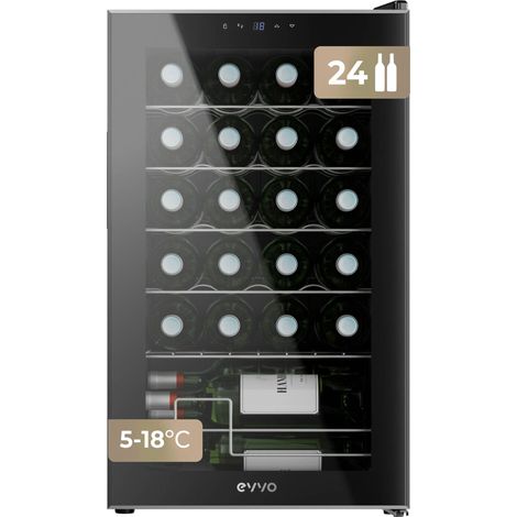 Vinoteca EVVO VT24, capacidad 24 botellas, compresor, 12ºC regulable, auto-defrost, 45 dB, 5 baldas, diseño compacto