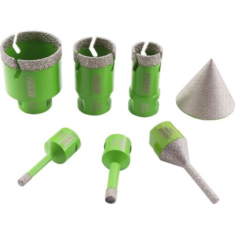 Kit de 7 forets diamantés M14 pour carrelage, granit, marbre, 6-50mm (1/5)
