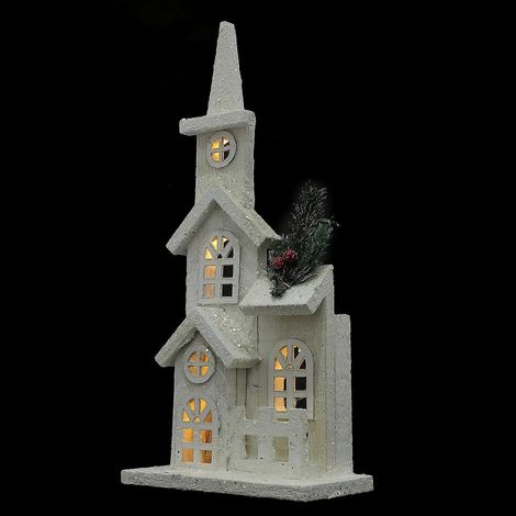Décorations de la Nativité, maison de Noël en bois pour enfants, village de Noël miniature, maisons de Noël en bois illuminées (1/5)