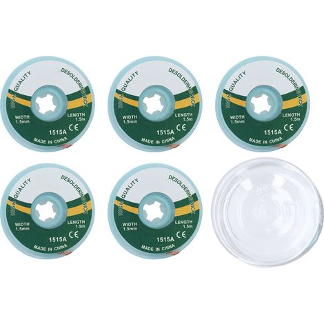 Mèche à souder 1.5mm X 1.5m, 5 pièces, alliage de cuivre, outil de dissolvant de tresse à dessouder pour laboratoire domestique industriel (1/5)