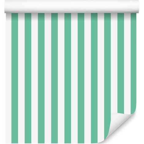 Gestreifte Tapete in Weiß, Mint und Meeresblau für Wohn- und Schlafzimmer, 50 x 1000 cm (1/5)