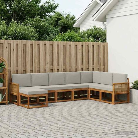 Teenpull – Outdoor-Sofagarnitur 8 Stk. Natürlich und Hellgrau (1/5)