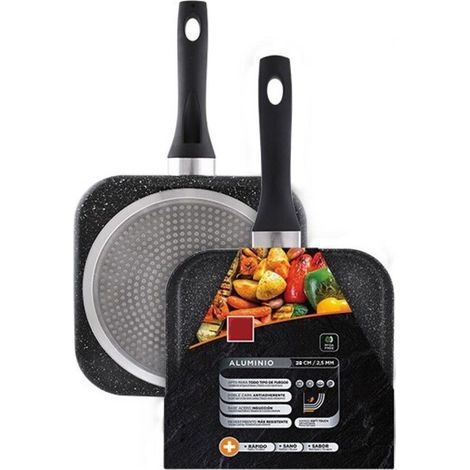 TrAdE Shop Traesio - Bistecchiera Padella Quadrata Per Griglia Grill In Alluminio Antiaderente 28x2.5cm 245441c - (1/2)